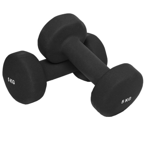 10 kg (2x5,0) Neoprenowe Hantle Gimnastyczne (czarne)