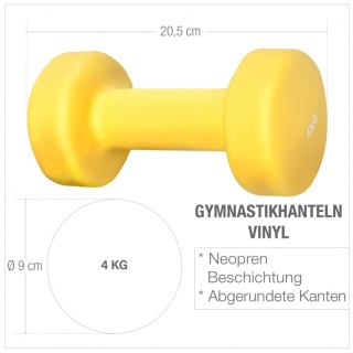 8 kg (2x4,0) Neoprenowe Hantle Gimnastyczne (żółte)