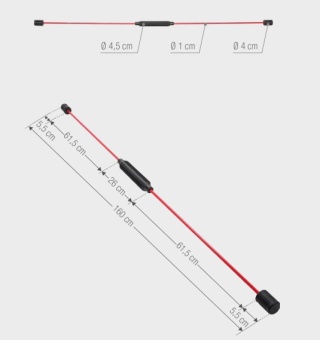 Drążek drgający flexi bar czerwono-czarny 160 cm
