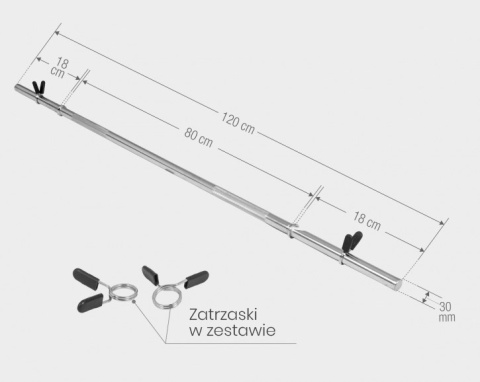 Gryf Zatrzaskowy 120cm Prosty