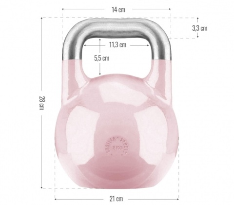 Kettlebell turniejowy różowy 8 kg
