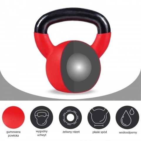 Kettlebell z gumową powłoką 16kg