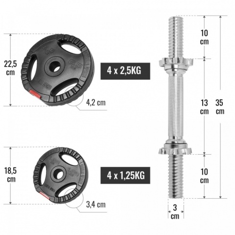 2x10 kg Zestaw hantli winylowych Gripper