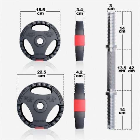 2x15 kg Zestaw Hantli Grip bitumiczny