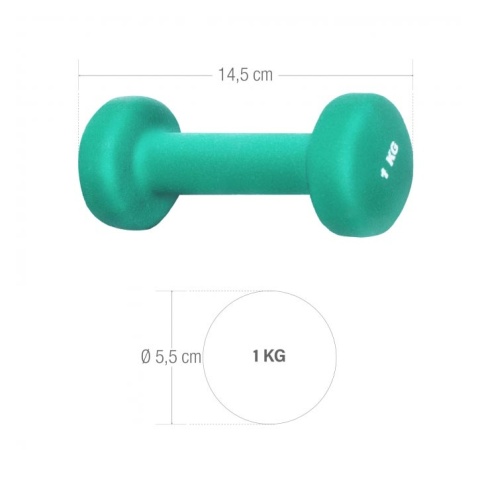 2 kg (2x1,0) Neoprenowe Hantle Gimnastyczne (zielone)