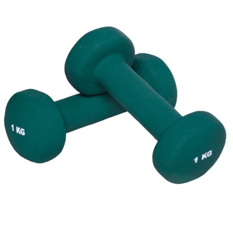 2 kg (2x1,0) Neoprenowe Hantle Gimnastyczne (zielone)