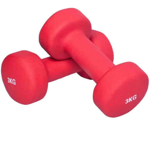 6 kg (2x3,0) Neoprenowe Hantle Gimnastyczne (czerwone)