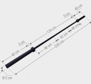 Gryf Olimpijski 50/51 mm czarny 220 cm