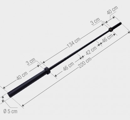 Gryf Olimpijski 50/51 mm czarny 220 cm