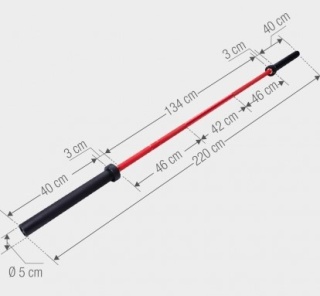 Gryf Olimpijski 50/51 mm czerwony 220 cm