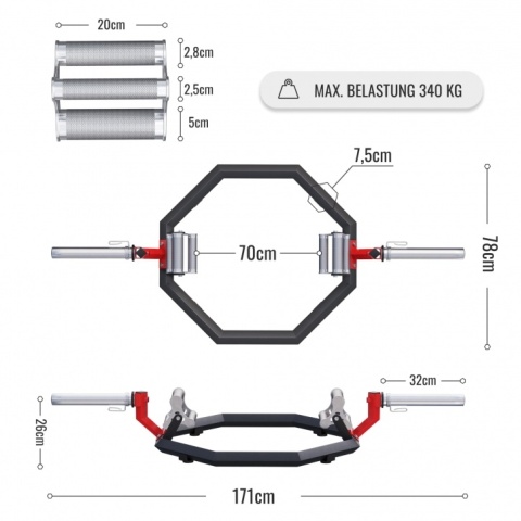 Multi Grip Trap Bar czarno-czerwony 50 mm zaciskowy